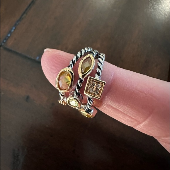 Park Lane “All That” Ring. Three Silver Twisted Strand With Unique Stones. 6 1/2 - Picture 7 of 8